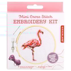 Kikkerland Flamingo Embroidery Kit Cotton/Polyerster Fabric 1 pk