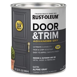 Rust-Oleum Stops Rust Satin Alpine Gray Water Base Door Paint Exterior and Interior 1 qt