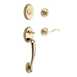 Baldwin Columbus Curve Lever Polished Brass Entry Handleset 2 in.