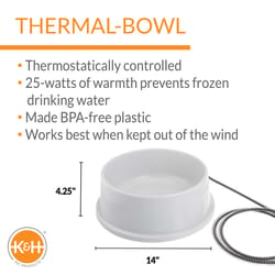 K&H Pet Prodcuts Gray Plastic 1.5 gal Heated Pet Bowl For All Pets