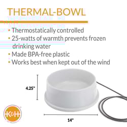 K&H Pet Prodcuts Gray Plastic 1.5 gal Heated Pet Bowl For All Pets