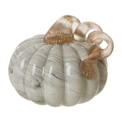 Glitzhome Glass Gray Pumpkin Tabletop Decor