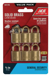 Ace 3/4 in. H X 3/4 in. W X 7/16 in. L Brass Double Locking Padlock