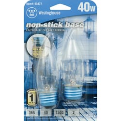 Westinghouse 40 W B11 Decorative Incandescent Bulb E26 (Medium) White 2 pk