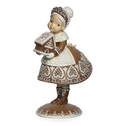 Roman Christmas Multicolored Mrs. Claus with Gingerbread House Table Decor 13.25 in.