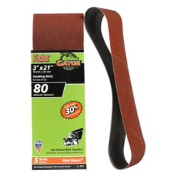 Gator 21 in. L X 3 in. W Aluminum Oxide Sanding Belt 80 Grit Medium 5 pc