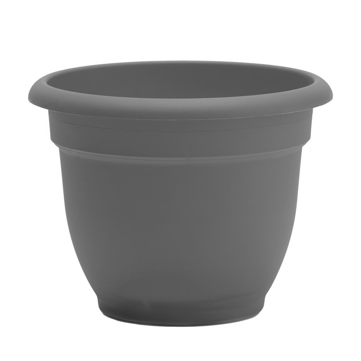 Bloem 8 in. D Polyresin Ariana Planter Charcoal