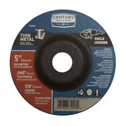 Century Drill & Tool 5 in. D X 7/8 in. Metal Grinding Wheel