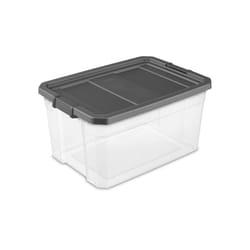 Sterilite 76 qt Clear/Gray Storage Box 13-1/4 in. H X 25-3/4 in. W X 18-3/8 in. D Stackable