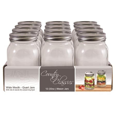 Ball 32oz 12pk Glass Wide Mouth Mason Jar with Lid and Band