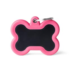 MyFamily Hushtag Black/Pink Bone Aluminum Dog Pet Tags Medium