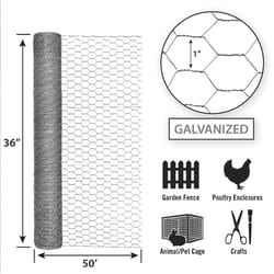 Garden Craft 36 in. H X 50 ft. L Galvanized Steel Poultry Netting 1 in.