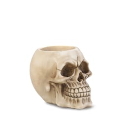 Dragon Crest 3.5 in. Grinning Skull Pen Holder Halloween Decor