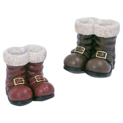 Gerson Multicolored Magnesium Santa Boots Table Decor 9 in.