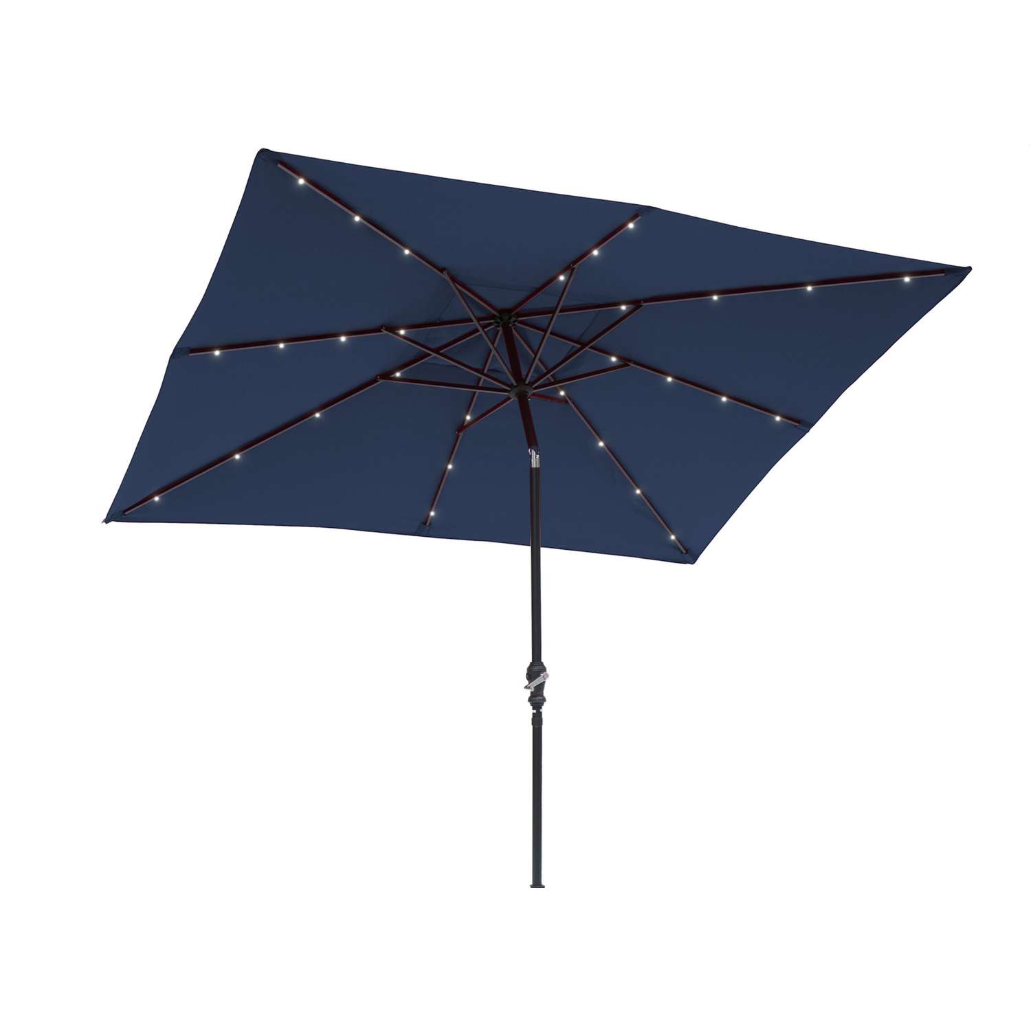 Sun-Ray 9 ft. Tiltable Navy Blue Solar Lighted Umbrella - Ace Hardware