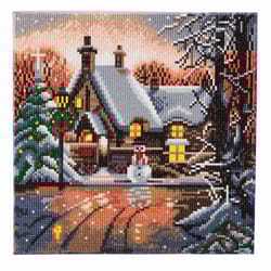 Crystal Art Outset Snowman Cottage Framed Art Kit Multicolored
