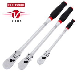 Craftsman V-Series 1/2, 1/4 and 3/8 in. drive Comfort Grip Long Flex Head Ratchet Set