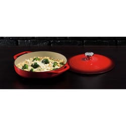 Lodge Cast Iron Covered Casserole 11.375 in. Red