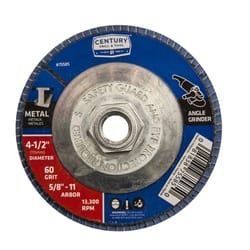 Century Drill & Tool 4-1/2 in. D X 5/8-11 in. Zirconia Flap Disc 60 Grit 1 pc