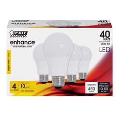 Feit Enhance A19 E26 (Medium) LED Bulb Bright White 40 Watt Equivalence 4 pk