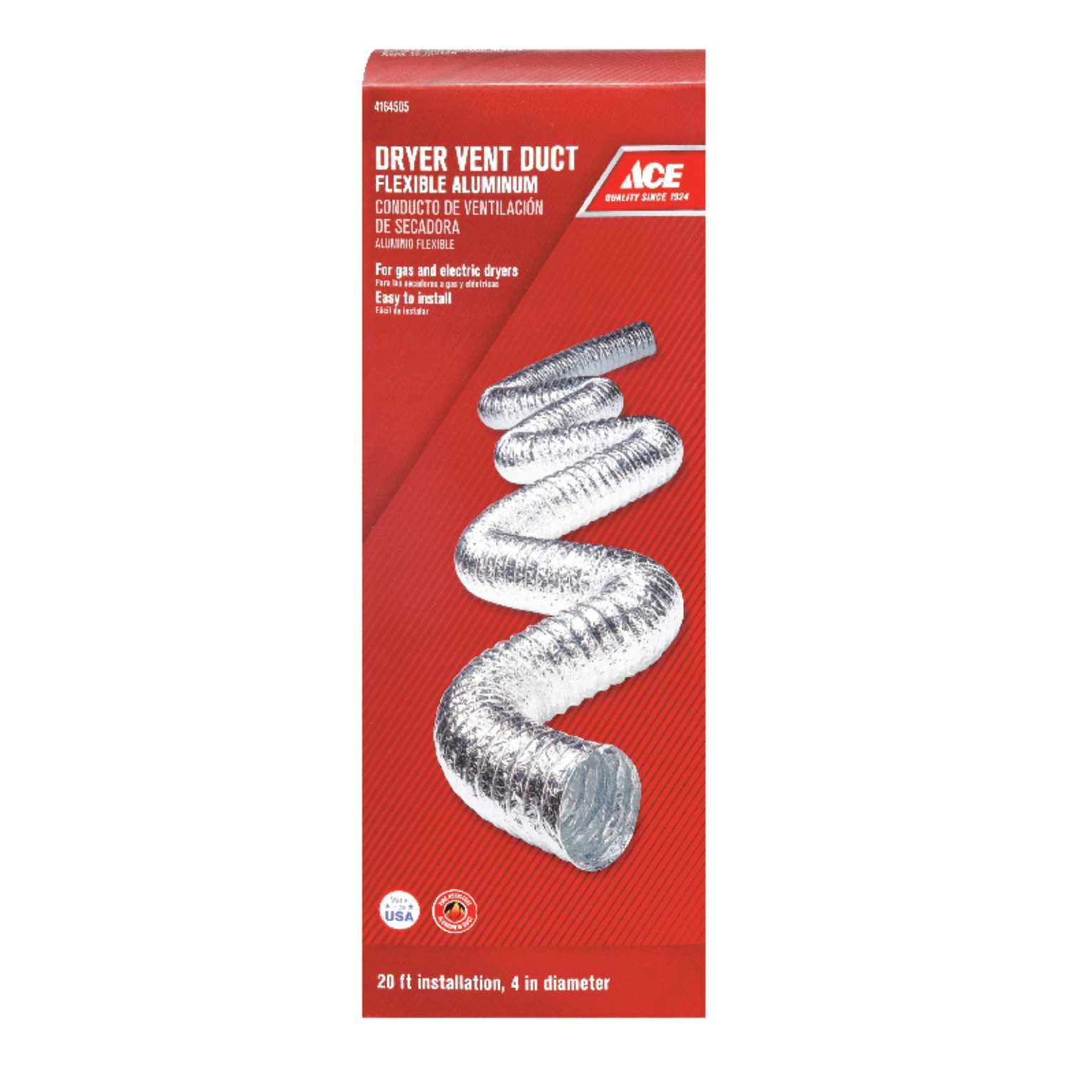 Ace 20 ft. L x 4 in. Dia. Aluminum Dryer Vent Duct Silver/White Ace
