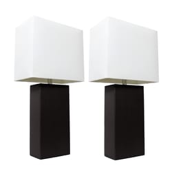 All The Rages Elegant Designs 21 in. Leather Black/White Table Lamp