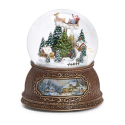 Roman Glitterdome Multicolored Musical Santa and Town Dome with Rotating Tree Table Decor 5.62 in.