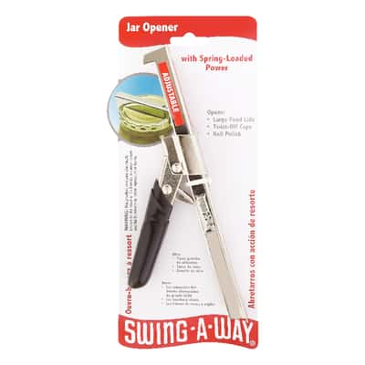 Swing-A-Way  Black/Silver  Steel  Jar Opener 