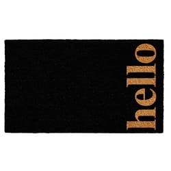 Home & More 2 ft. W X 3 ft. L Black Vertical Hello Coir Door Mat