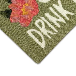 Liora Manne Frontporch 1.67 W X 2.5 L Green Happy Drinks Acrylic/Polyester Accent Rug