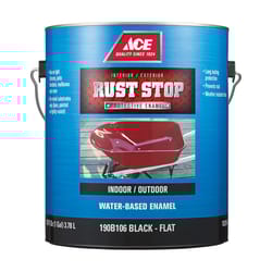 Ace Rust Stop Indoor and Outdoor Flat Black Water-Based Enamel Rust Prevention Paint 1 gal