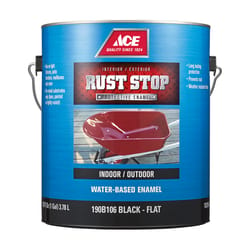 Ace Rust Stop Indoor and Outdoor Flat Black Water-Based Enamel Rust Prevention Paint 1 gal