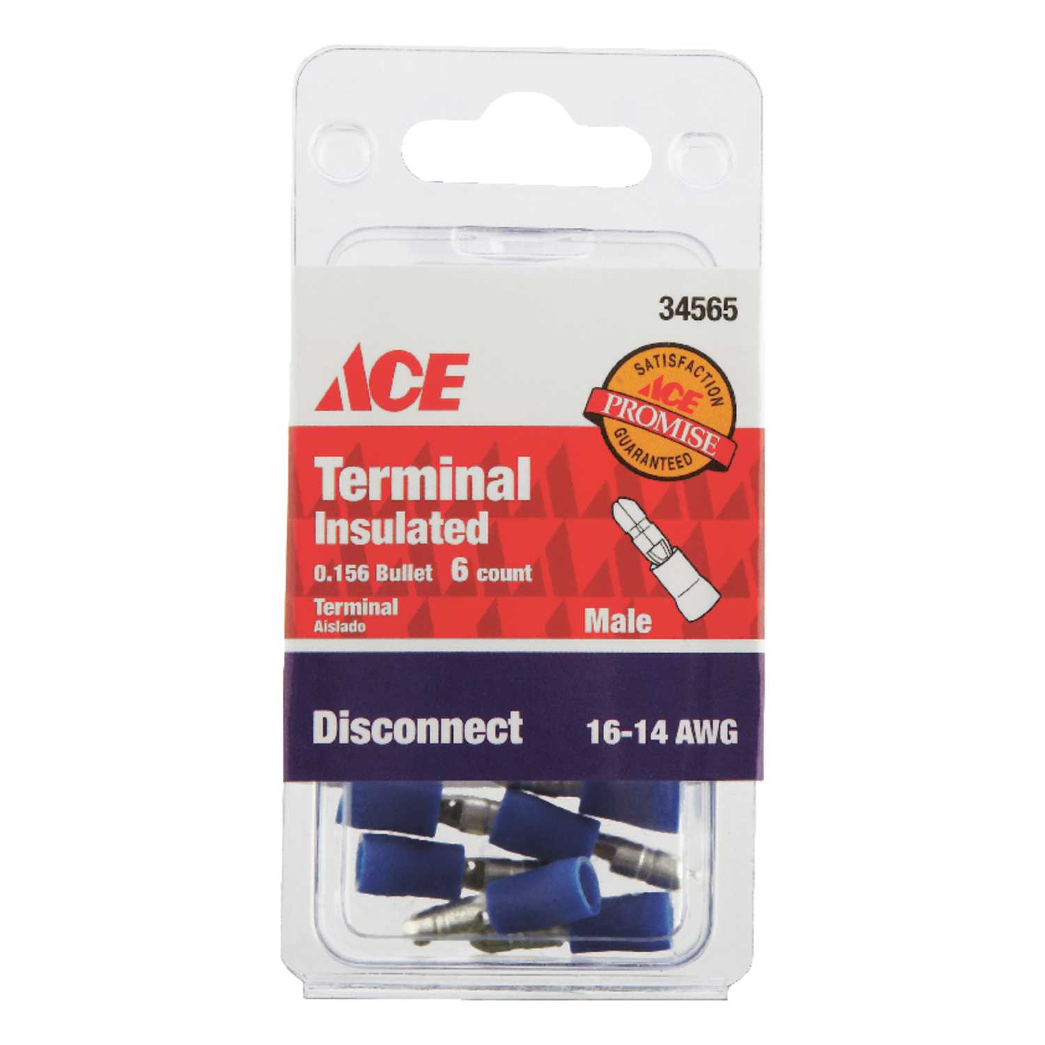 Ace Insulated Wire Male Disconnect Blue 6 pk Ace Hardware