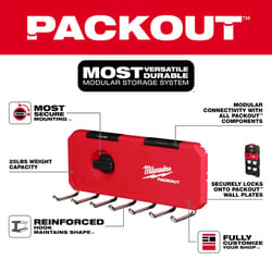 Milwaukee Packout Shop Storage Medium Black/Red Plastic 9.5 in. L Hook Rack 25 lb 1 pk