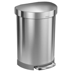 Simplehuman 45 L Metallic Silver Stainless Steel Semi-Round Trash Can