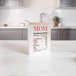 P Graham Dunn 7 in. H X 2 in. W X 6 in. L White Wood Mom Nutritional Facts Word Block