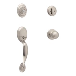 Kwikset SmartKey Dakota/Polo Satin Nickel Entry Handleset KW1 1-3/4 in.