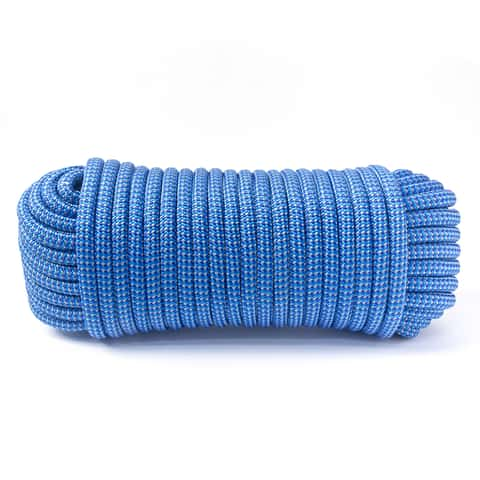 Fishermans Rope and Floats Hanging on a Blue Door Stock Photo