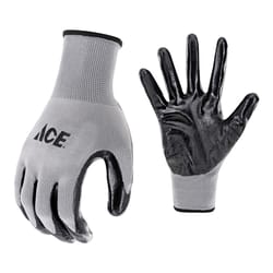 Ace Men's Indoor/Outdoor Coated Work Gloves Black/Gray L 1 pair