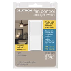 Lutron Diva 1.5 amps Single Pole Rocker/Slide Fan Control White 1 each