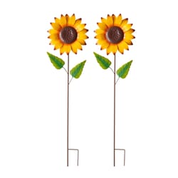 Glitzhome Sunflower Yard Stake Metal 2 pc