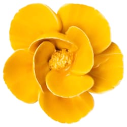 Chive France 1.97 in. H X 4.13 in. L Glazed Yellow Ceramic Lotus Wall Flower