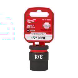 Milwaukee 3/4 in. X 1/2 in. drive SAE 6 Point Standard Impact Socket 1 pc