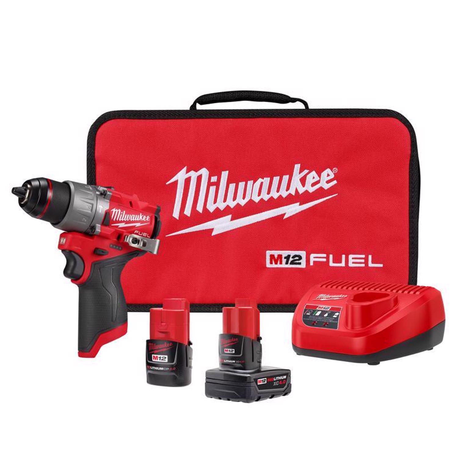 Photos - Drill / Screwdriver Milwaukee M12 FUEL 1/2 in. Brushless Cordless Hammer Drill/Drive Kit (Batt 