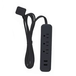 Globe Electric Designer 6 ft. L 3 outlets Power Strip with USB Ports Black 300 J