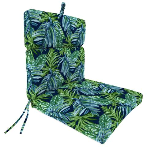 Jordan Manufacturing Blue/Green Floral Polyester Chair Cushion 4 in. H ...