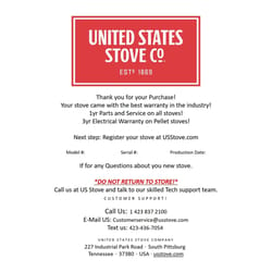US Stove Ashley EPA Certified 2200 sq ft Wood Pellet Stove 40 lb. cap. Hopper