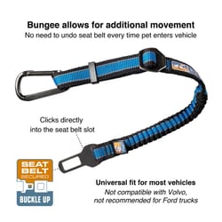 Kurgo Black/Blue Bungee Neoprene/Nylon Dog Vehicle Safety Tether