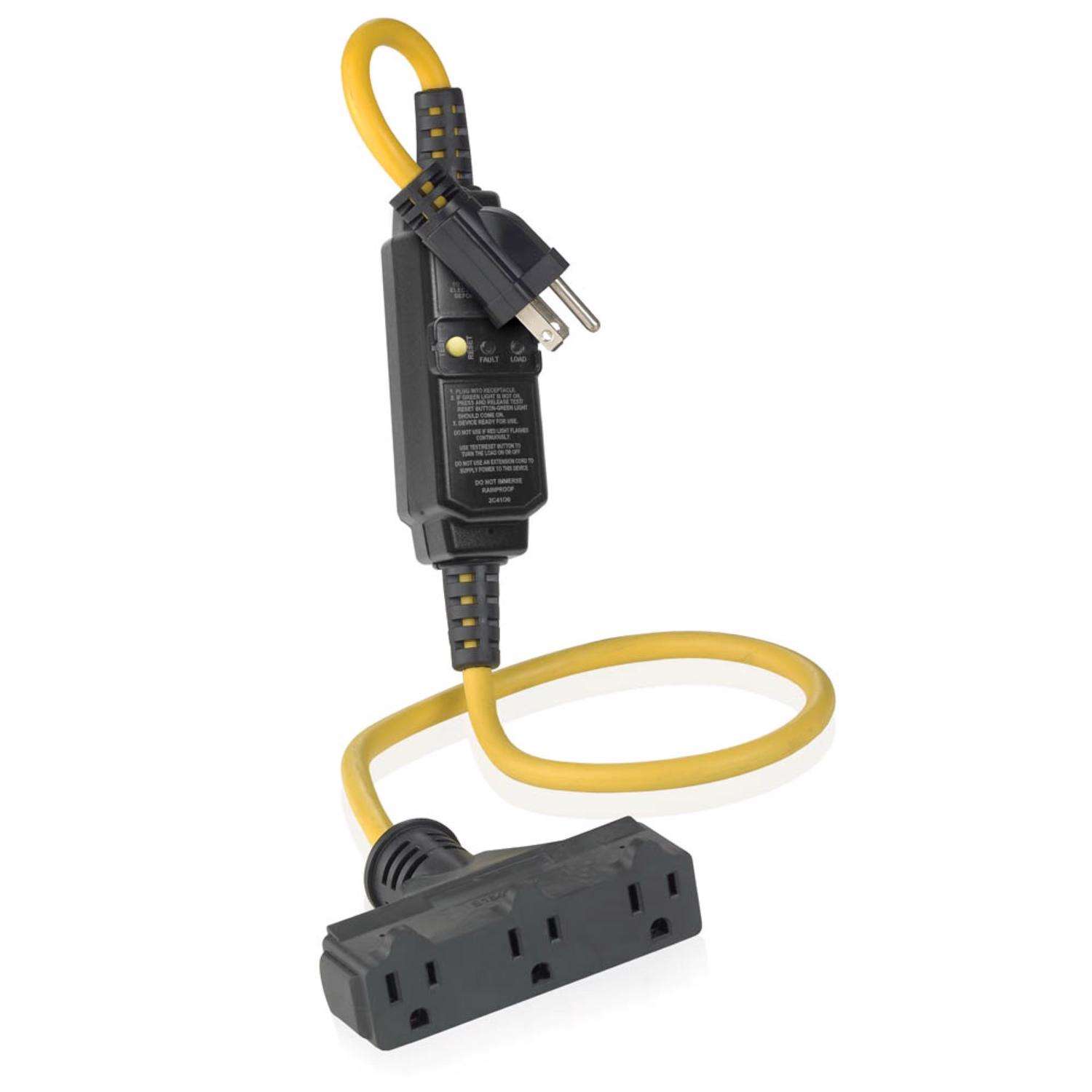 Leviton Outdoor 3 ft. L Black/Yellow Extension Cord 14/3 SJTW Ace