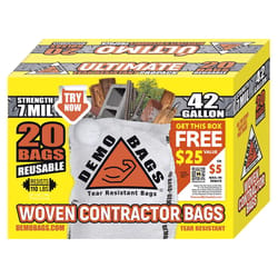 Demo Bags Ultimate Pro Pack 42 gal Contractor Bags Flap Tie 20 pk 8 mil
